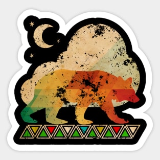 Bear vintage walking in the night Sticker